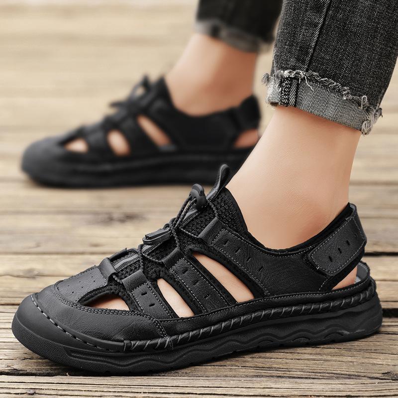 Men's sandals sports beach 2025 bag head foot net cloth hole shoes summer casual shoes