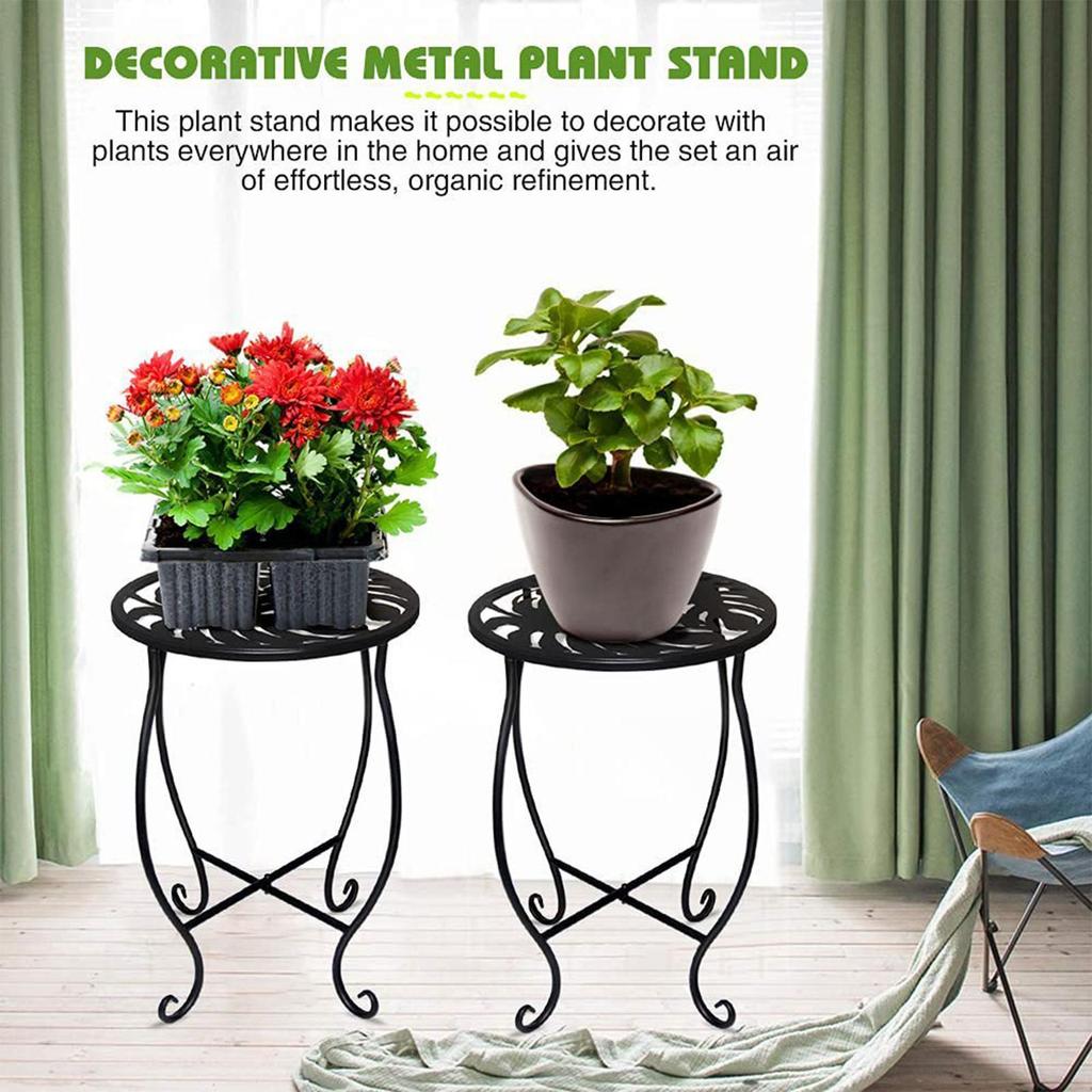 Metal Plant Stand Metal Tall Plant Stand 15-Inch Decorative Planter Rack Round Flower Shelf for Bedroom Garden Porch Patio