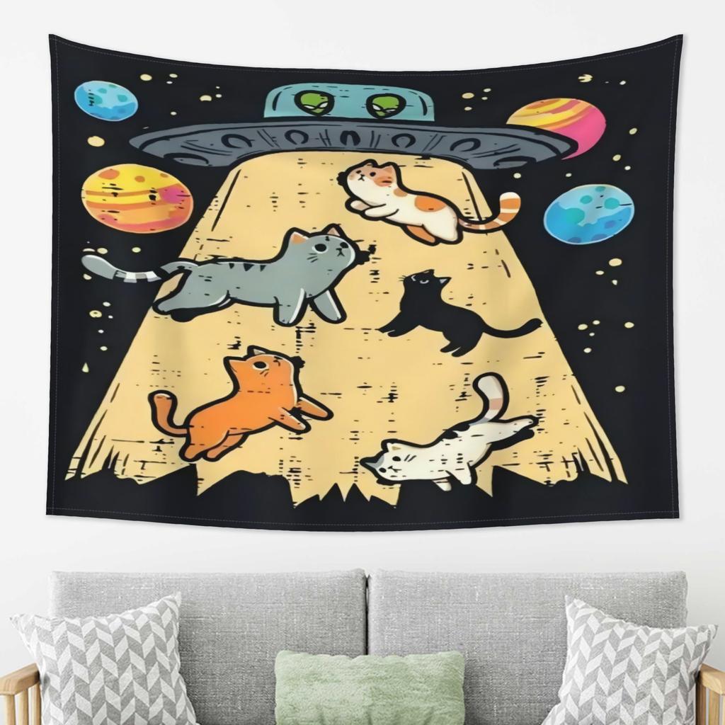 Charming Cats Themed Tapestry, High Quality Print Wall Hanging For Living Room Bedroom Office Party Holiday Gift Decor