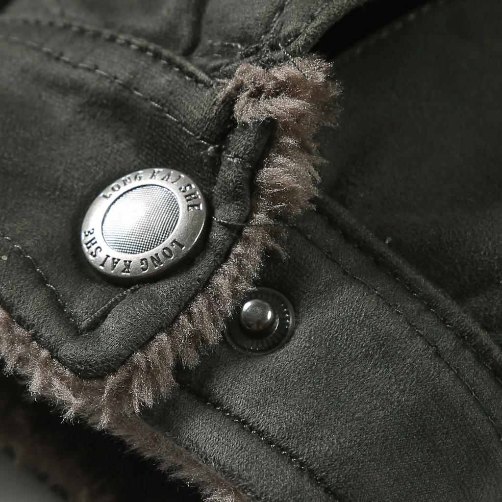 Chaqueta de una sola pieza de piel para hombre, chaqueta de solapa de terciopelo de invierno, chaqueta de terciopelo holgada, ropa para hombre