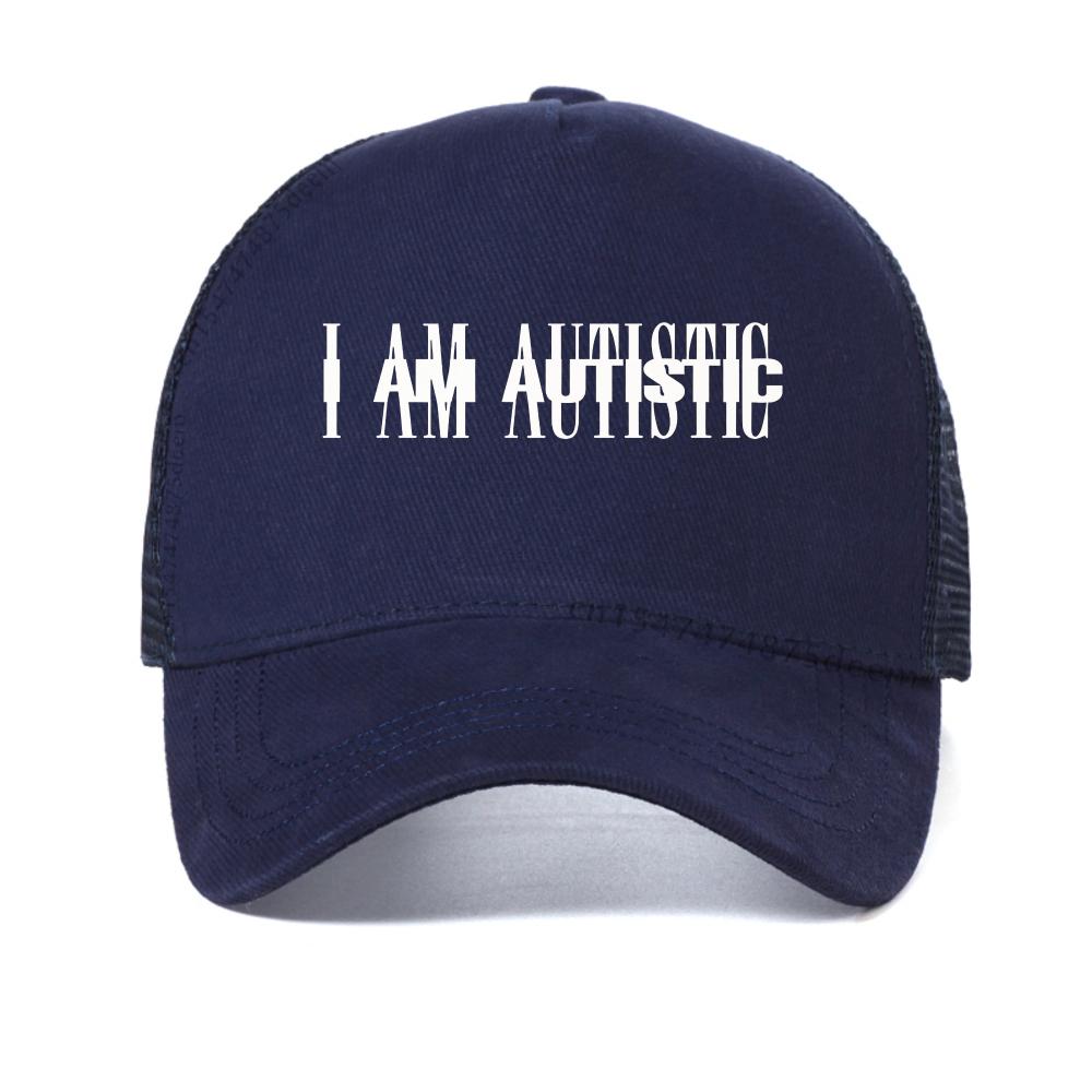 I Am Autistic Print Baseball Cap Men Casual Hip Hop Rapper Funny Caps Sun Mesh Snapback Hat Breathable Adjustable Trucker Hats