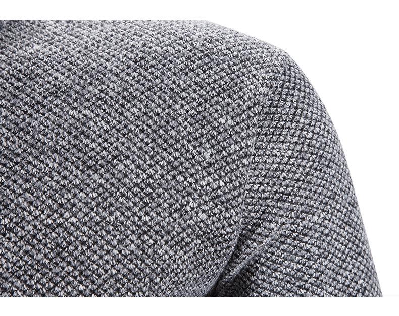 Men's Autumn & Winter Hong Kong Style Knitted Cardigan: Stand-Up Collar, Loose Fit, Fleece-Lined, Thick Woolen Sweater.