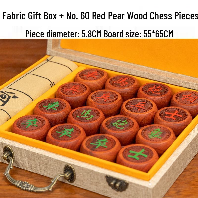 Premium Solid Wood Chinese Chess Set: Large Red Rosewood Pieces & Beech Wood Board, Ideal Gift for Adults & Elders