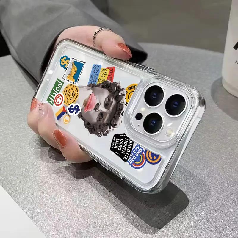 New Great Art Aesthetic David Mona Lisa Soft Clear Phone Case For iPhone 16 14 15 11 Pro Max X XR XS 7 8 Plus SE 2022Soft Cover
