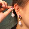 Needle Full Diamond Light Luxury Heavy Industry High-End Flower Earrings Leaf Leaves Slightly Inlaid Zircon Pearl Earrings