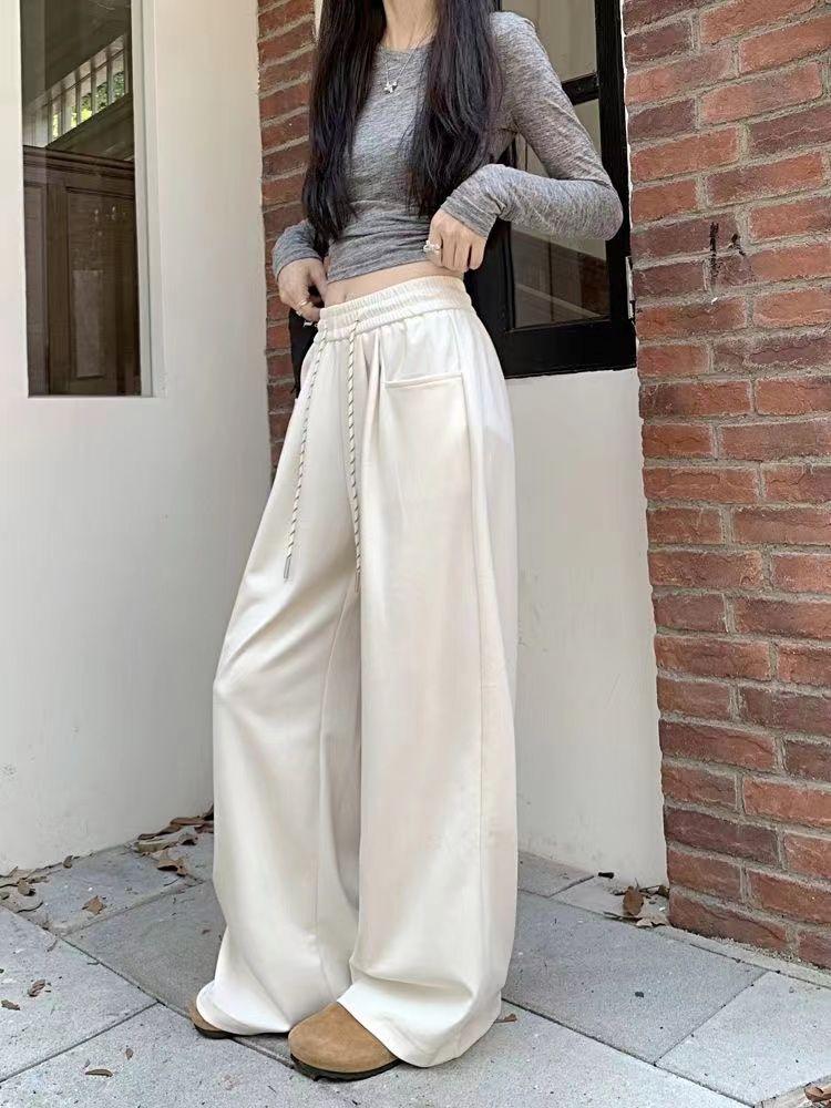 Southeast Asia Women's White Floor-Length Wide-Leg Casual Pants