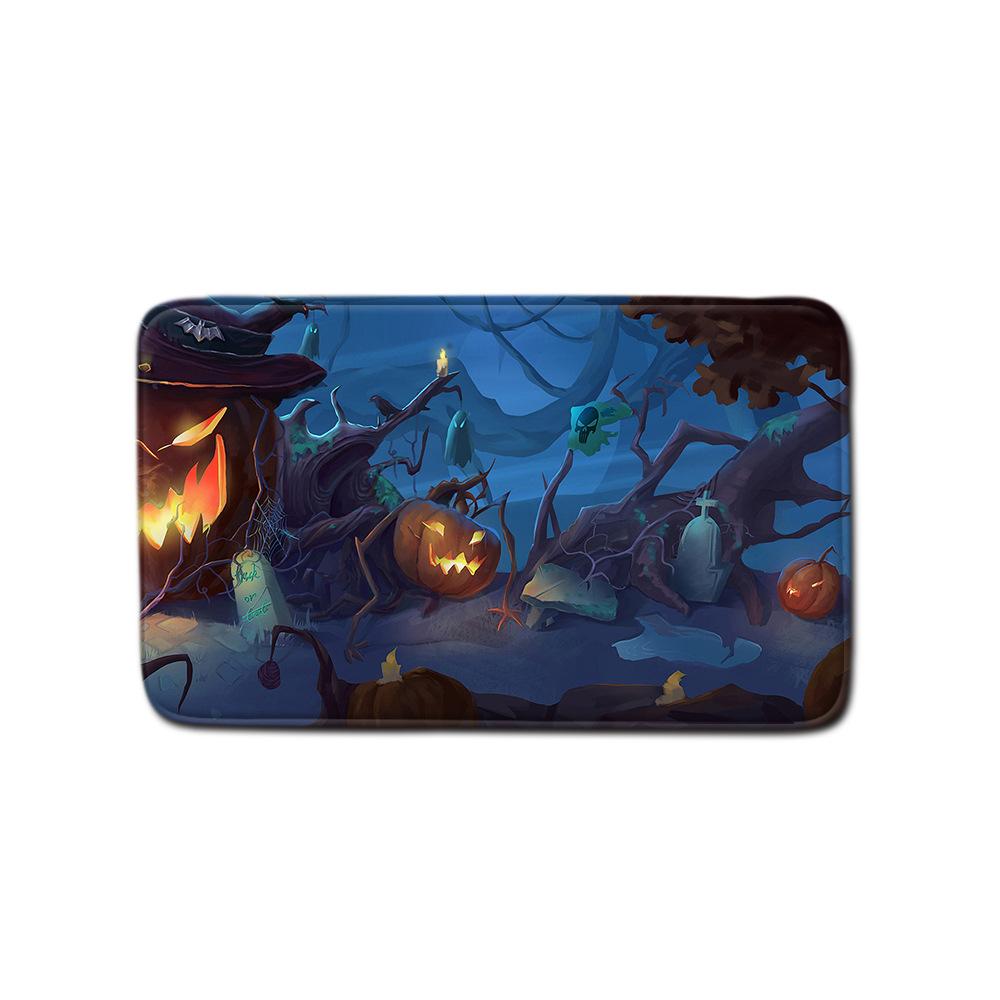 Halloween Shower Curtain Floor Mat Combination Four-Piece Set Bathroom Toilet Carpet Shower Room Foot Mat