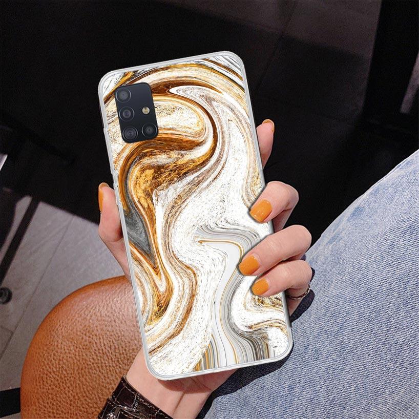 Fashion Gold Pink Geometric Marble Phone Case For Samsung Galaxy A52 A32 A22 A12 A51 A31 A50S A30S A20S A10S Note 20 Ultra 10 Pl