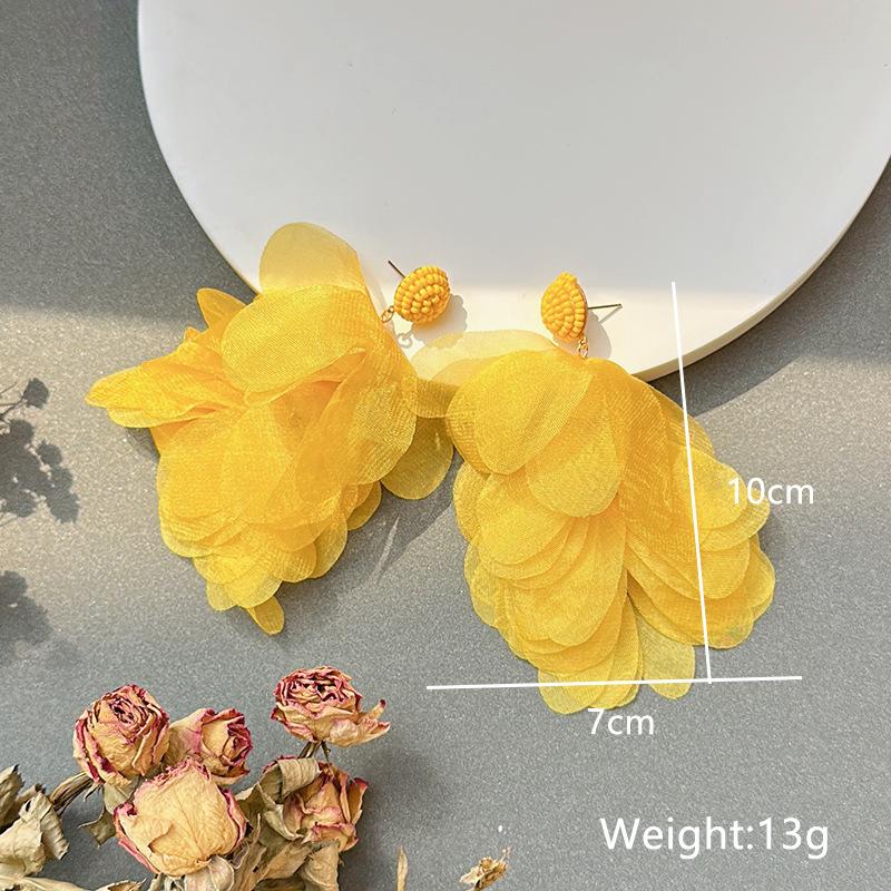 Large Hanging Lace Flower Earrings Women 2023 Trend Hanging Luxury Design Lace Cotton Petals Fairy Elegant Jewelry Accessories