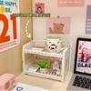 Desk Shelf Double-layer Office Desk Storage Rack Multifunctional Shelves Plastic Desktop Cosmetic Organizer Rack Storage Shelf