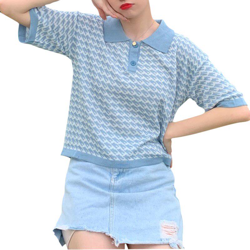 

Жіночі літні модні лаконічні повсякденні універсальні вільні футболки з короткими рукавами в клітку One Size