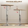 Bar Table Bistro Table, Adjustable Height 67-93 cm, 360 Swivel Top, Brown