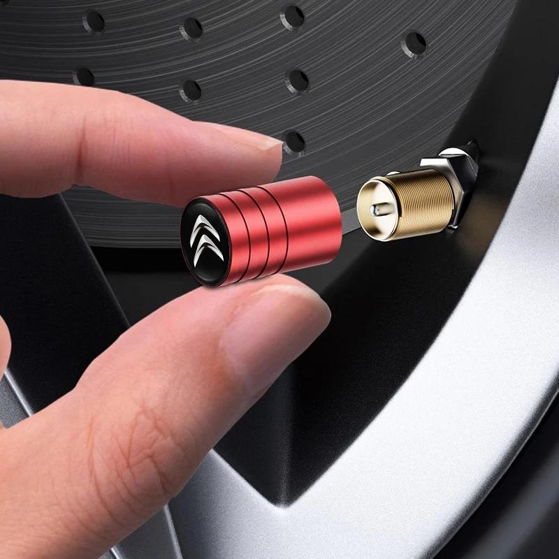 Car 3D Metal Logo Wheel Stem Air Valve Caps Tire Dust Covers For Citroen e-C3 e-C4 X C5X C3 C4 Cactus Picasso C-Crosser C6 C1