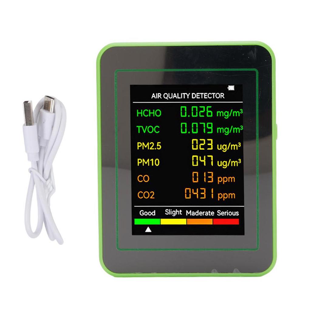 Air Quality Detector CO2 TVOC HCHO PM2.5 PM10 Portable Air Tester Color LCD Digital Display Air Quality Detector