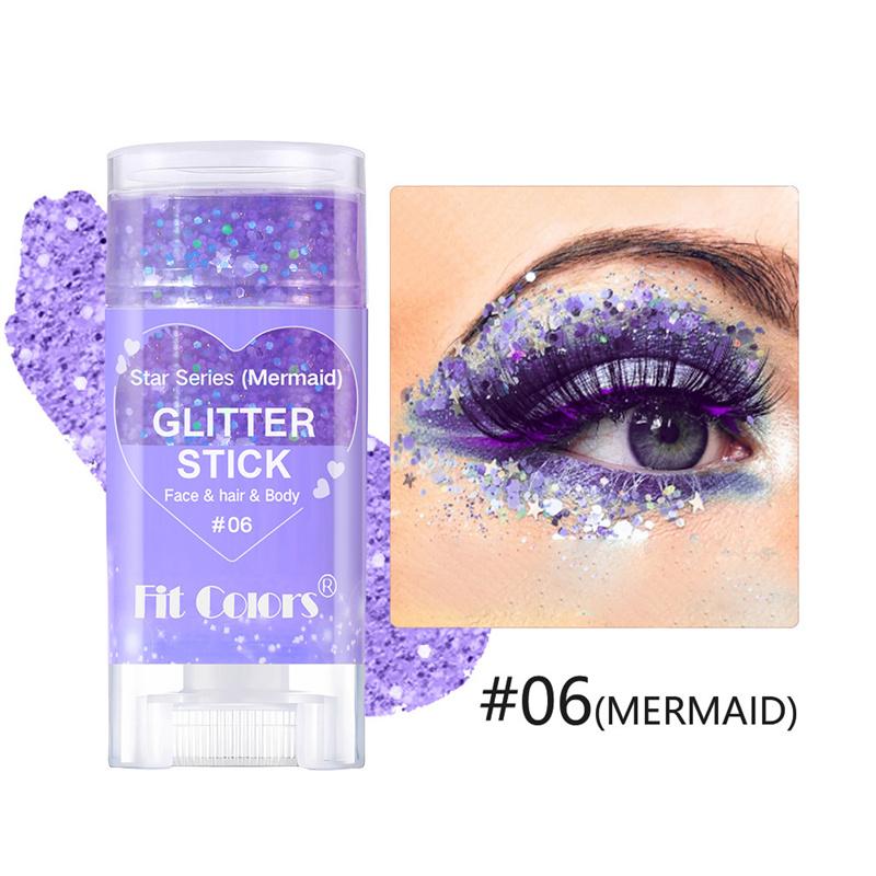 Fit Colors 6 Waterproof Body Paint Sequin Stick Face Lip Star Glitter Eyeshadow Holiday Stage Makeup