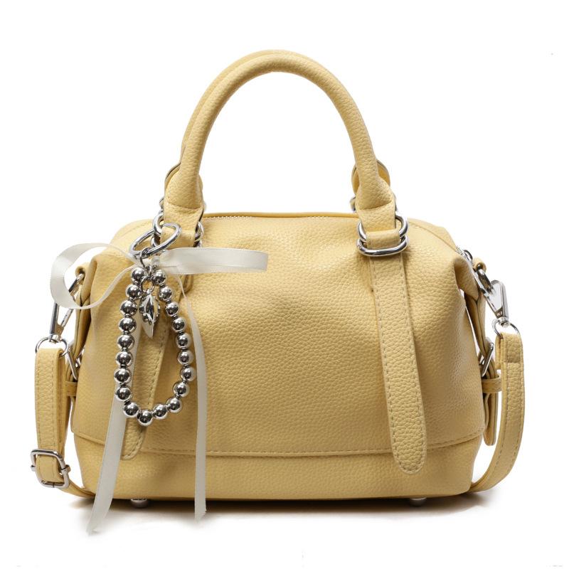 This year's popular Korean summer small fresh portable Boston bag casual versatile lychee pattern texture messenger women's bag