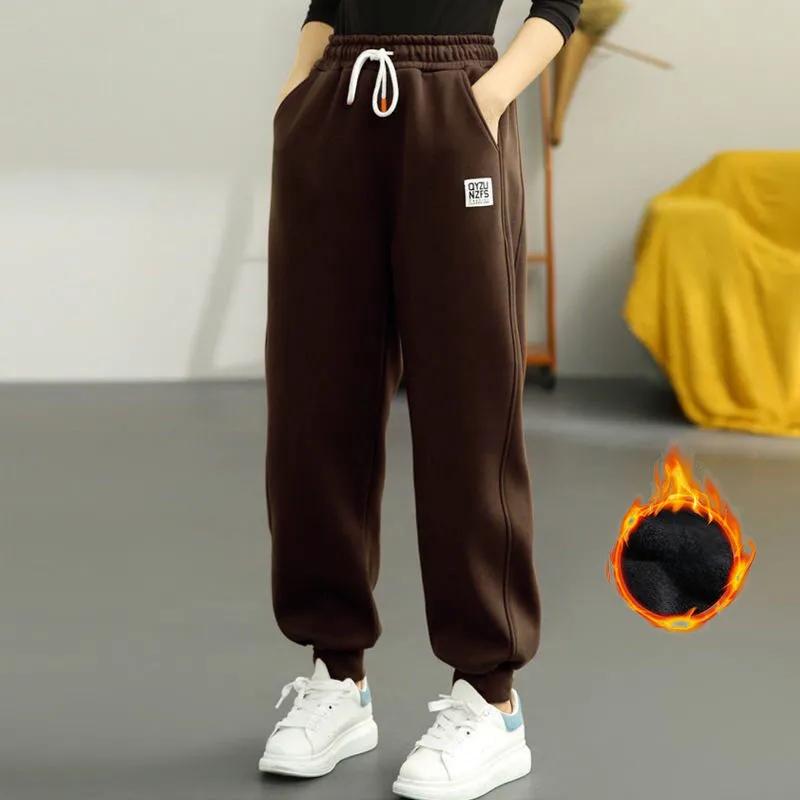 Plus Velvet Thick Warm Pants Women's Autumn and Winter Sweatpants Simple Loose Drawstring Leggings