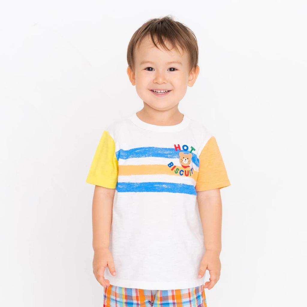 Miki House Hot Biscuits Short Sleeve T-Shirt, Boys and Girls, Kids' Clothing, White, 90cm, 72-5204-491