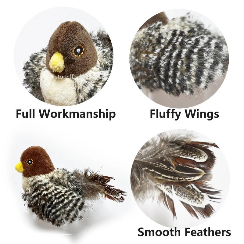Interactive Plush Toys for Cat Squeak Cat Toy Bird Sparrow Catnip Toys Vivid Chirping Simulation Bird Interactive Cat Toy