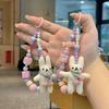 New Handmade Rabbit Mobile Phone Strap Short Wrist Strap Charm Keychain Camera Chain Lanyard With Slip Card With Slip Card