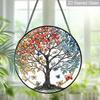 2D Flat Stained Glass Tree of Life Window Decoration, 6.3/7.87inches Colored Glass Plate with Chain, Charming Indoor/Outdoor Sun Catcher Home Garden
