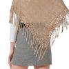 Women's Hollowed Knitted Triangular Scarf Imitation Cashmeres Soft Winter Shawl Wrap Neckerchief Blanket with Fringes