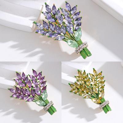 Fashion Crystal Lavender Brooches Pins Women Clothing Wedding Jewelry Party Accessories Gifts