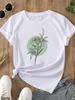 (Asian Size) sweet plant flower Print O-neck Short Sleeve T-shirts Fashion  Casual Women's Top T Female Clothing  Graphic Tee