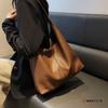 Korean Version of High-end Sense Large-capacity Casual Soft Leather Solid Color Commuter Retro Shoulder Bag Wind French Tote Bag