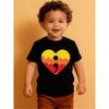 European Size Boys Round Neck Short Sleeved T Shirt with Heart Pattern