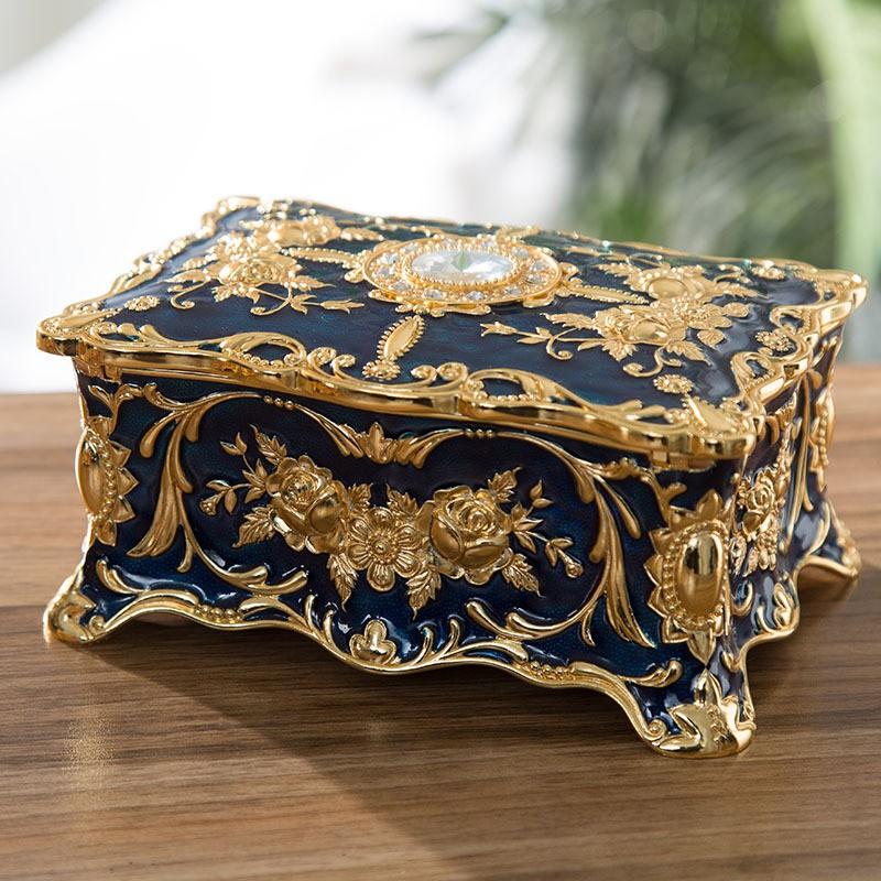Metal Jewelry Box Rings Necklaces Small Vintage Style Decorative Storage Organizer Gift