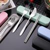 Outdoor Portable Three-Piece Stainless Steel Cutlery Set: Fork, Spoon, and Chopsticks