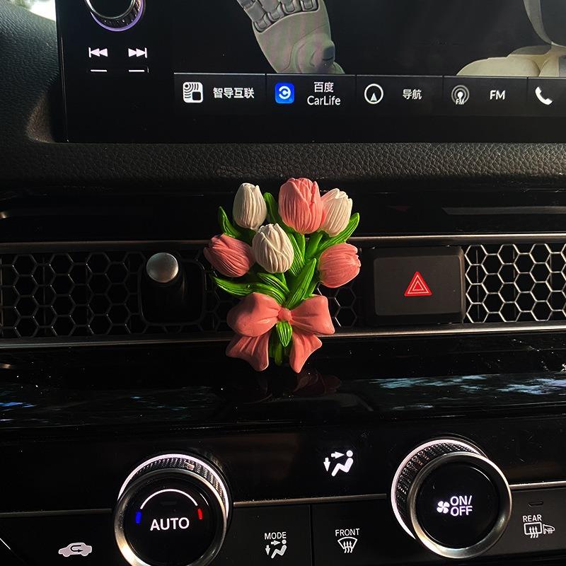 Creative Hydrangea Tulip Car Air Freshener Car Perfume Clip Peach Blossom Aroma Diffuser Car Air Outlet Fragrance Decoration