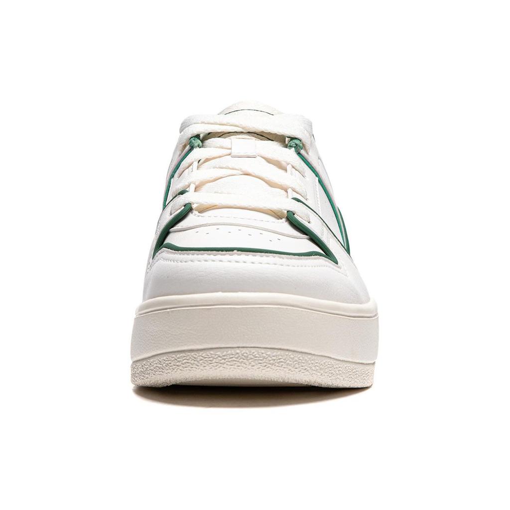 Li Ning Cheese Versatile Comfortable Simple Thick Sole Height Increasing Non-Slip Low-Top Skate Shoes Women sneaker White Green AGCU104-3