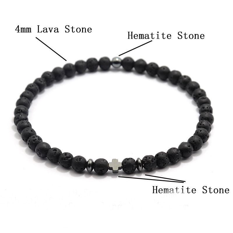 Noter Men Bracelet 6 Colors 4mm Beads Strand Braslet Natural Hematite Stone Healing Braclet Meditation Yoga Accessories Joias