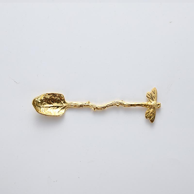 Nová retro kávová lžička vážka větvička dekorativní míchací lžička slitina listová lžička lesní styl přenosná dezertní lžička čajová lžička