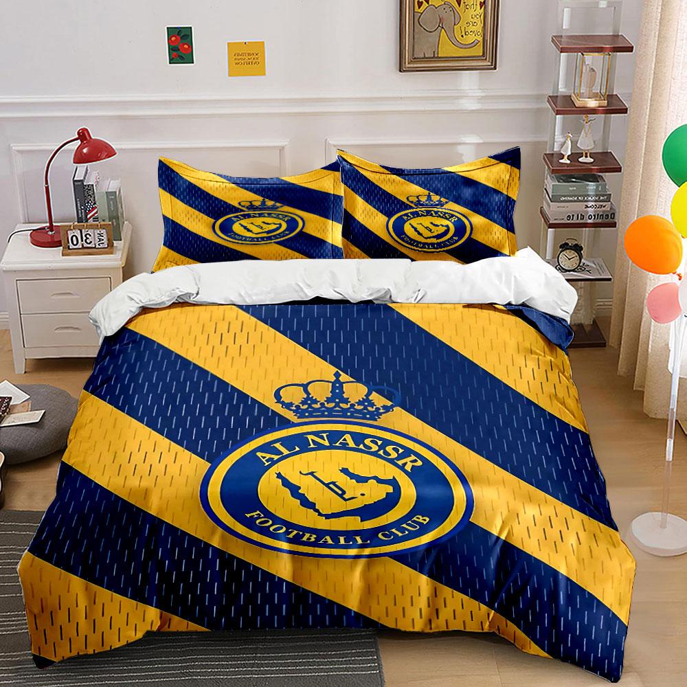 Al Nassr Fußballverein Bettwäsche-Set Bettwäsche Bettbezug-Set Bettbezug Kissenbezüge (1 * Bettbezug 2 * Kissenbezüge, ohne Bettdecke)