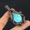 Tibetan Turquoise Pendant, 999 Copper Wire Wrapped Gemstone Jewelry, Handmade Pendant, For Thanksgiving