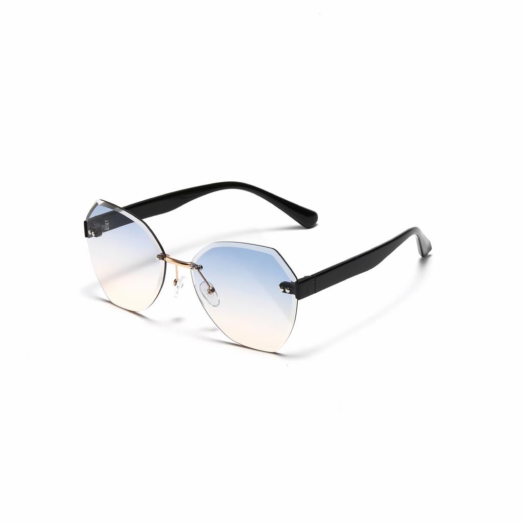 Rimless Glasses Men'S Polygonal Diamond Trimmed Retro Sunglasses Women'S Ins Street Shot Rivet Sunglasses