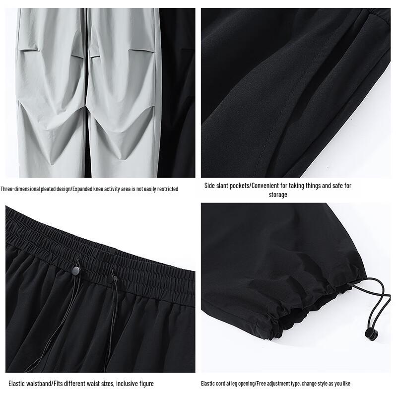 JEANSWEST LIFE Men's Summer Techwear Cargo Parachute Pants