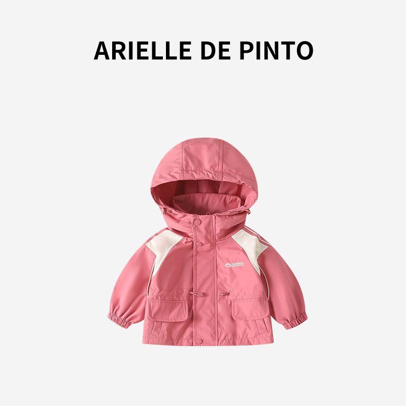 French Arielle De Pinto Children s Jacket 2025 Autumn New Stylish Girls Color-Blocking Coat Trendy Pink 90