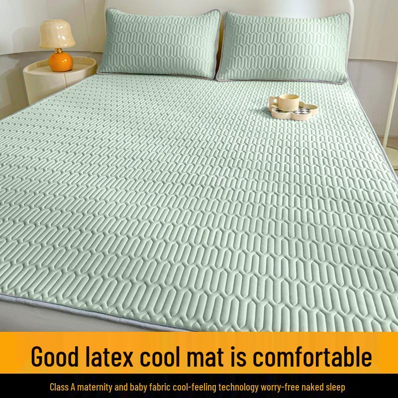 Thickened Ice Silk Cool Bed Sheet & Latex Mattress Topper for Summer