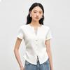 La Chapelle Women's Lace V-Neck Slim Fit Top