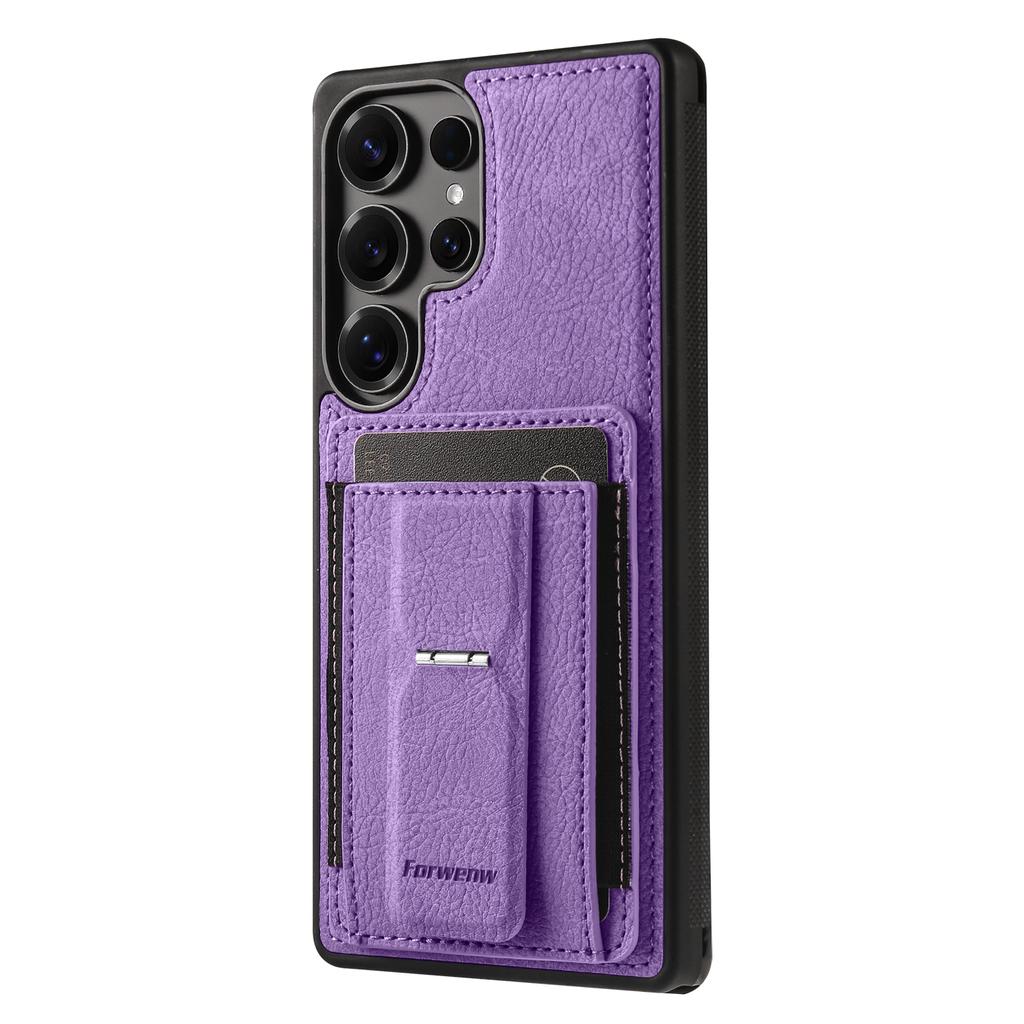Business Magnetic Cards Solt Leather Phone Case For Samsung S26 Ultra S25 Plus S24 A36 A56 A16 A17 A07 Invisible Bracket Cover