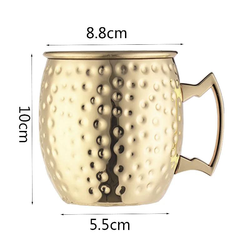 530ML moscow mule mug Macaroon Cocktail copper cup glass Stainless Steel Hammered Copper Plated Beer Coffee Bar Tool Drinkware