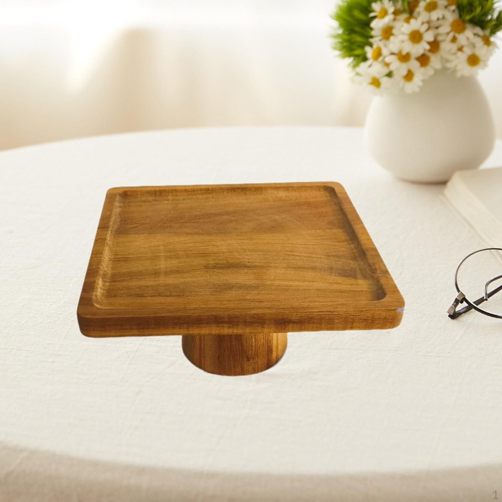 

Квадратная деревянная подставка для торта высотой 3,7 дюйма, аксессуар для пончиков, фруктов, универсальная подставка для кексов 20cmx9.5cm