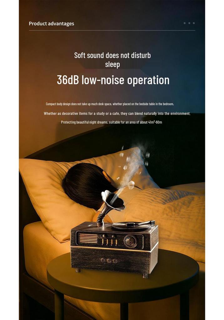 Retro-Grammophon Bluetooth Aroma-Diffusor & Lautsprecher - Stilles Geschenk für Zuhause, Kosmetikstudio oder Hotel