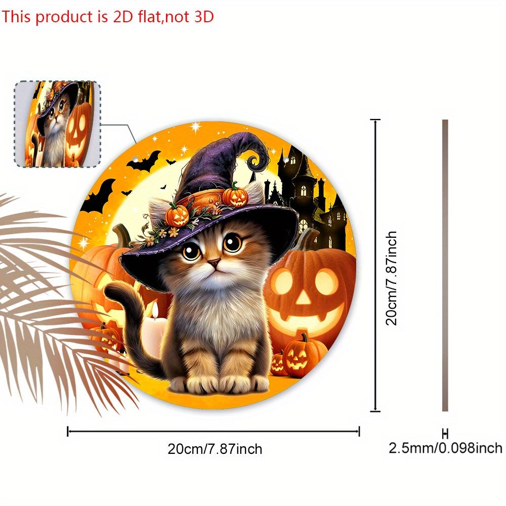 Halloween Wooden Sign with Adorable Cat Pattern - Charming Figurine Ornaments - Ideal for Front Door, Wall, Room Decor