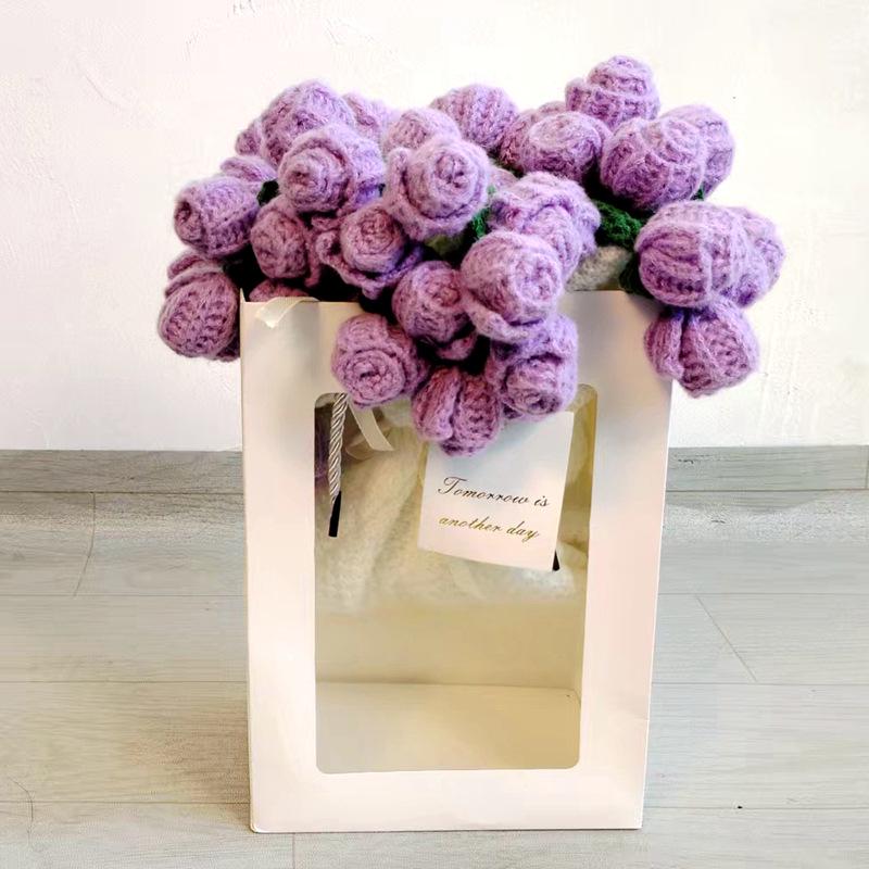 Handgestricktes Rosenstrauß-Kuscheldecke für Mädchen, Freunde, frisch Verheiratete - Perfektes praktisches Weihnachtsgeschenk