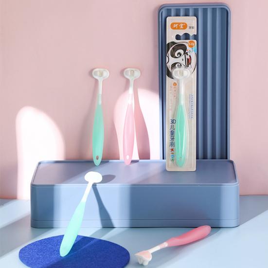 

Практичная творческая новинка детская зубная щетка трехсторонняя отбеливающая для ванной комнаты небесно-голубой